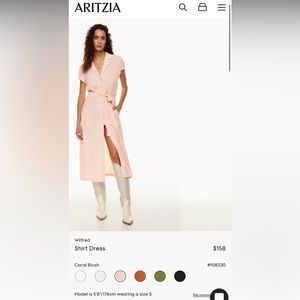 ARITZIA BRIGHT RED SHIRT DRESS SIZE S